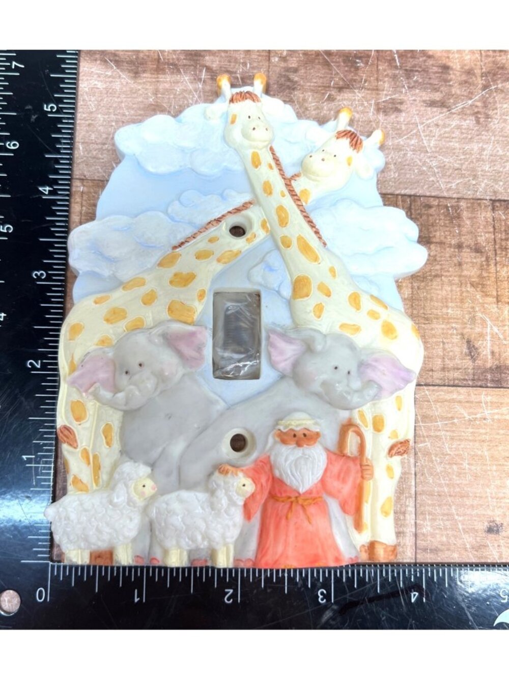 Russ Berrie Noah's Ark Ceramic Light Switch Cover Wall Plate Nursery Decor 5.5" - Picture 3 of 4
